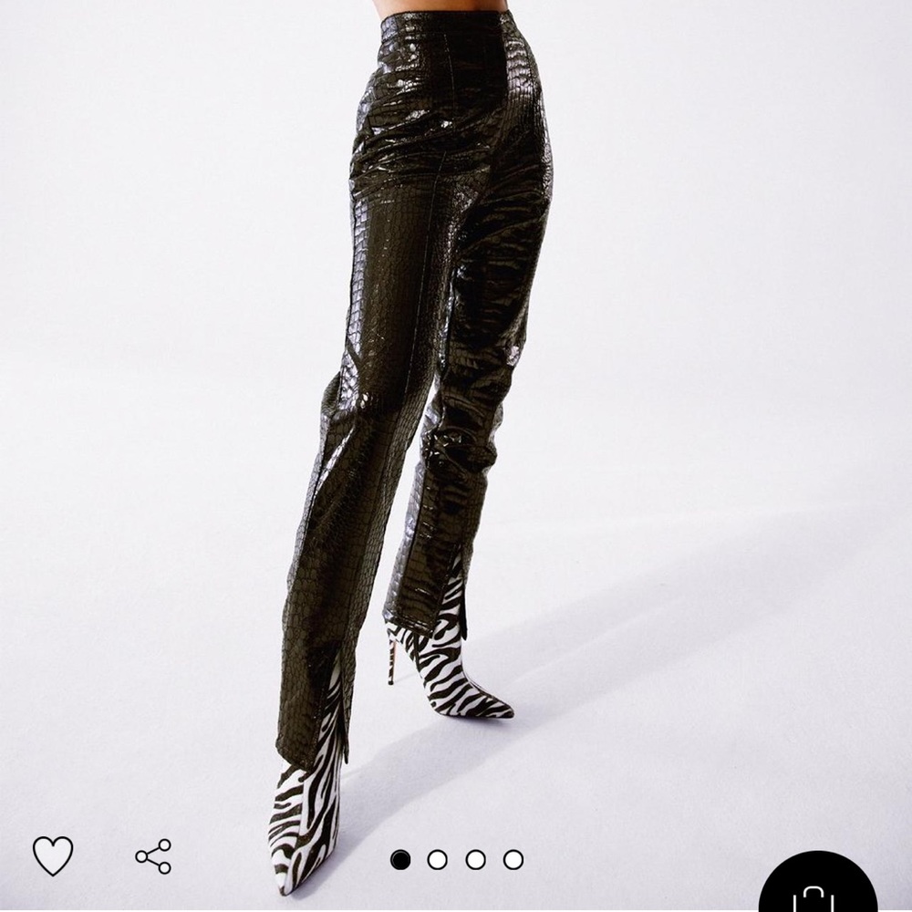 Nasty Gal Petite leather croc pants